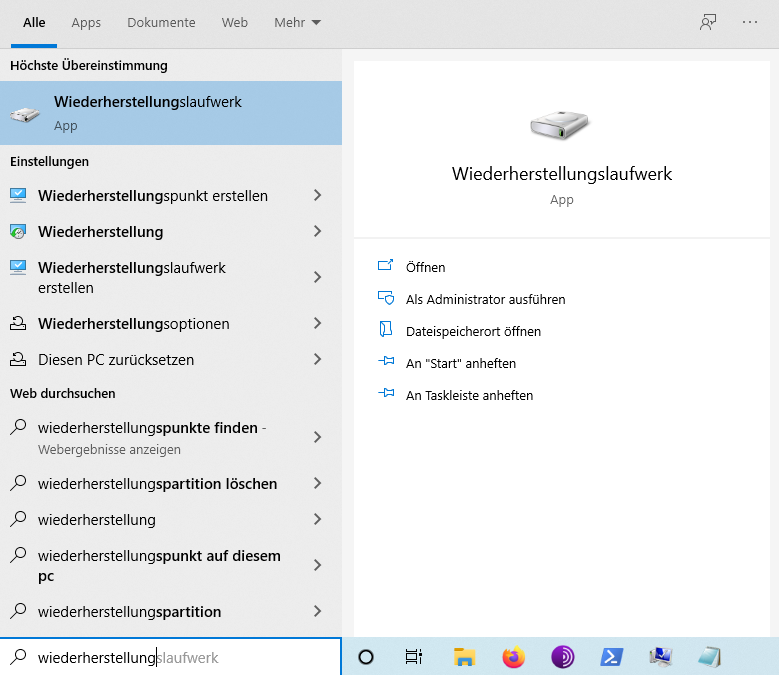 Screenshot vom Windows Startmenü